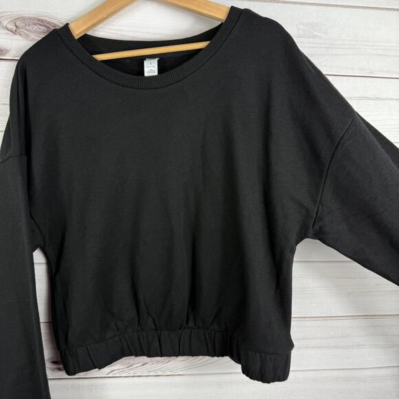 90 Degrees by Reflex Womens Black Pullover Cropped Sweatshirt Size L EUC - Picture 6 of 7